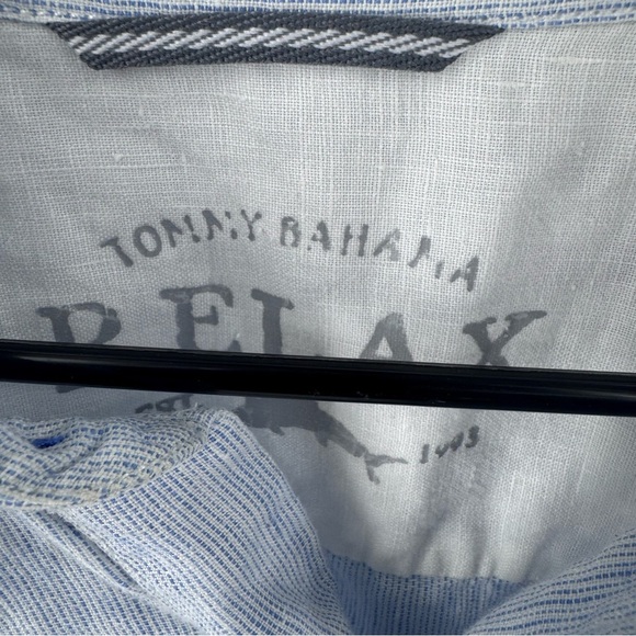 Tommy Bahama Relax 100% Linen Light Blue Casual Button Down Shirt - Picture 2 of 6